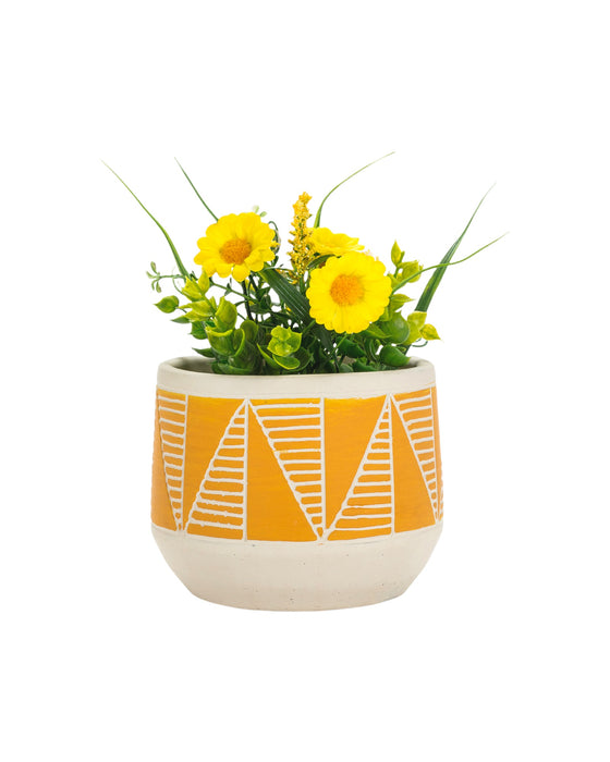 Yellow Etched Planter 6.5"